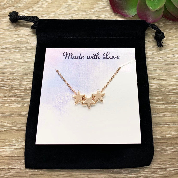 Best Friends Are Like Stars, 3 Stars Necklace, Gift for BFF, Friendship Necklace, Celestial Jewelry, Meaningful Necklace with Card, Sorority