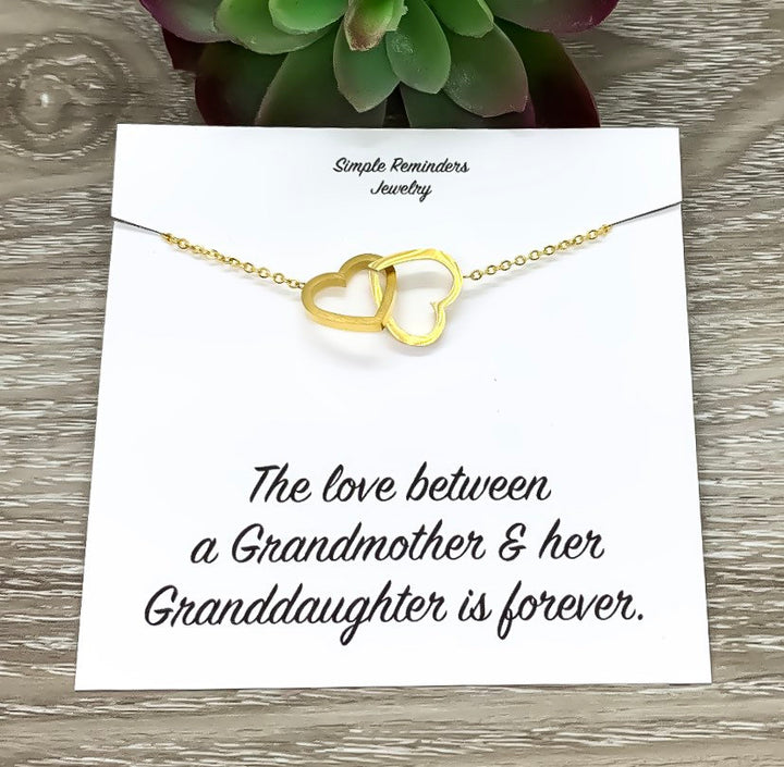 Grandmother and Granddaughter Necklace with Gift Box, Infinity Double Hearts Necklace, Two Heart Pendant, Gift for Grandma, Holiday Gift