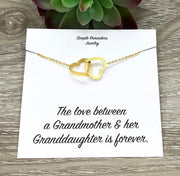 Grandmother and Granddaughter Necklace with Gift Box, Infinity Double Hearts Necklace, Two Heart Pendant, Gift for Grandma, Holiday Gift