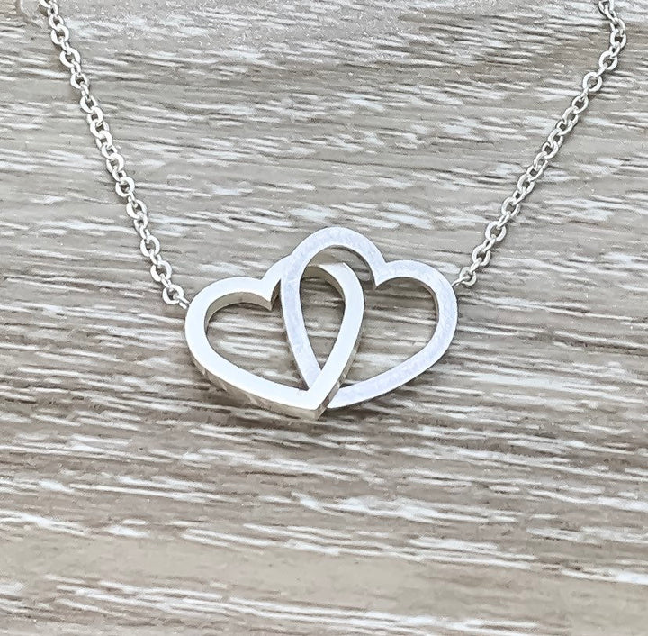 Grandmother and Granddaughter Necklace with Gift Box, Infinity Double Hearts Necklace, Two Heart Pendant, Gift for Grandma, Holiday Gift