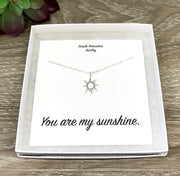 You Are My Sunshine Necklace with Gift Box, Rose Gold Sun Pendant, Gift for Best Friend, Friendship Gift, Birthday Gift for Her