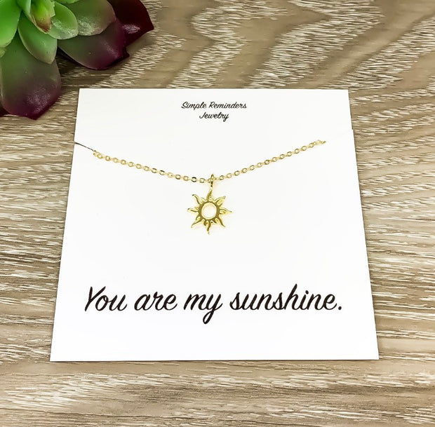 You Are My Sunshine Necklace with Gift Box, Rose Gold Sun Pendant, Gift for Best Friend, Friendship Gift, Birthday Gift for Her