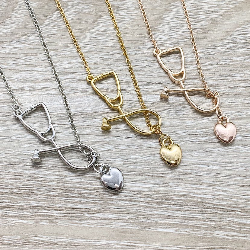 Stethoscope Necklace, Nurse Appreciation Gift, Lariat Y Necklace, Nursing Jewelry Gift, Thank You Gift from Patient, Medical Student Gift