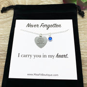Miscarriage Quote Gift, Silver Heart Charm Necklace, Personalized Grieving Mother Gift, Infant Loss  Jewelry, Memorial Necklace, Bereavement