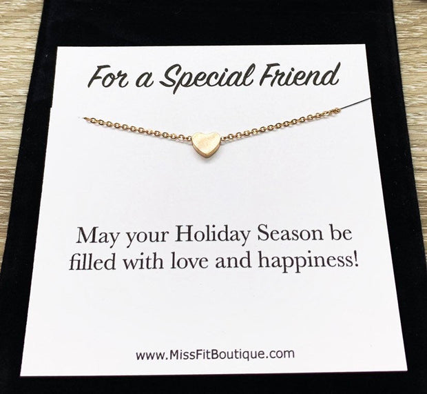 Dainty Heart Necklace, Gift for a Special Friend, Holiday Jewelry, Personalized Card, Gift for Best Friend, Gift for Coworker, Soul Sister