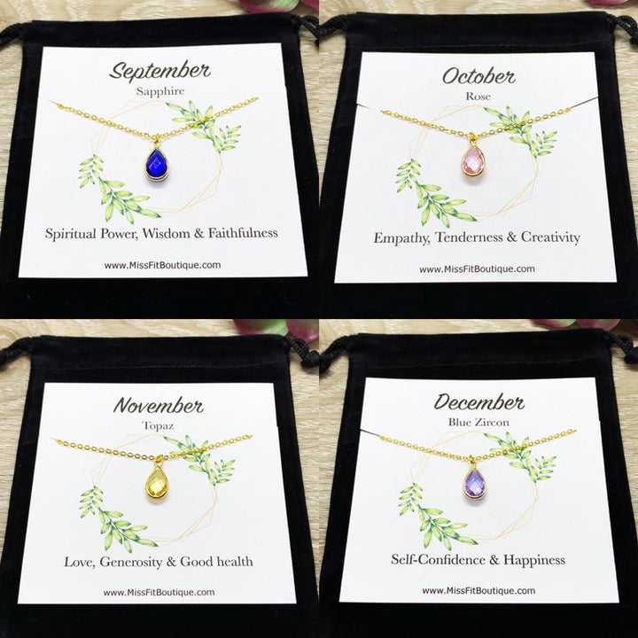 Collier Pierre de Naissance de décembre, Pendentif en Zircon Bleu, Collier Délicat avec Breloque en Cristal, Cadeau d'Anniversaire Personnalisé pour Elle, Bijou Symbolique
