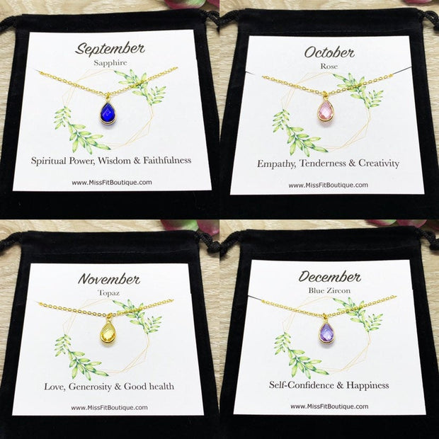 August Crystal Birthstone Necklace with Card