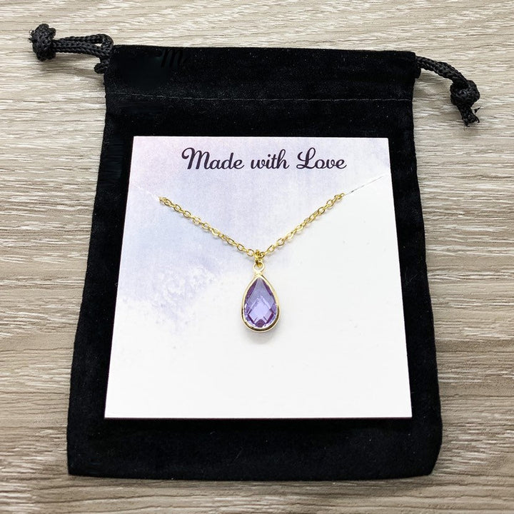 Collier Pierre de Naissance de Juin, Pendentif Améthyste Claire, Collier Délicat avec Breloque en Cristal, Cadeau d'Anniversaire Personnalisé pour Elle, Bijou Symbolique, Maman