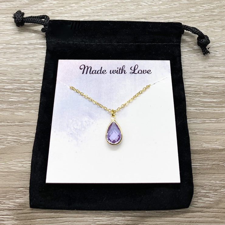 June Birthstone Necklace, Light Amethyst Pendant, Dainty Crystal Charm Necklace, Personalized Birthday Gift for Her, Meaningful Jewelry, Mom
