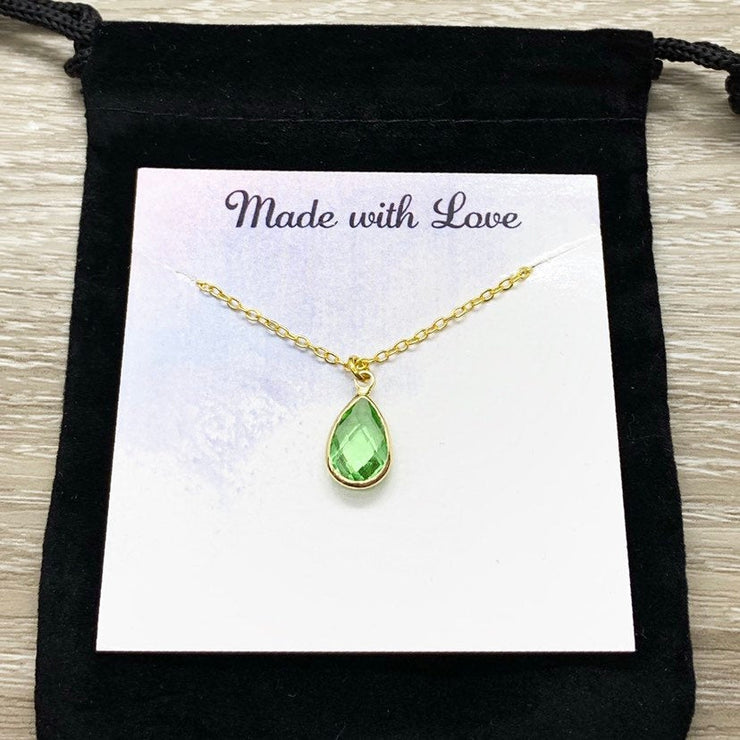 August Crystal Birthstone Necklace with Card