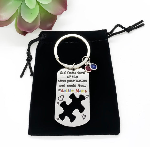 Autism Awareness Gift, Autistic Mother Keychain, Gift from Child, Jigsaw Puzzle Pendant, Mother Gift, Holiday Gift for Mom, Birthday Gift