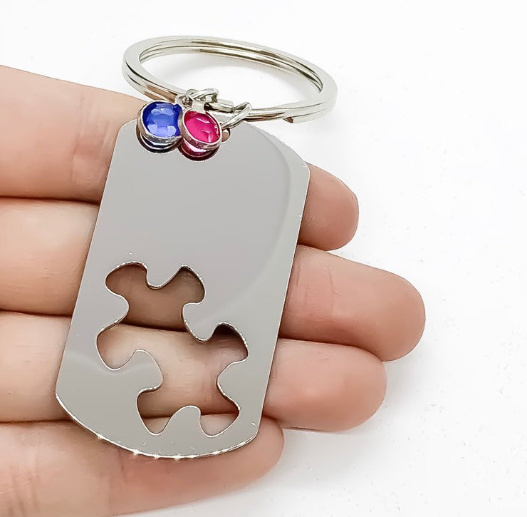 Autism Awareness Gift, Autistic Mother Keychain, Gift from Child, Jigsaw Puzzle Pendant, Mother Gift, Holiday Gift for Mom, Birthday Gift