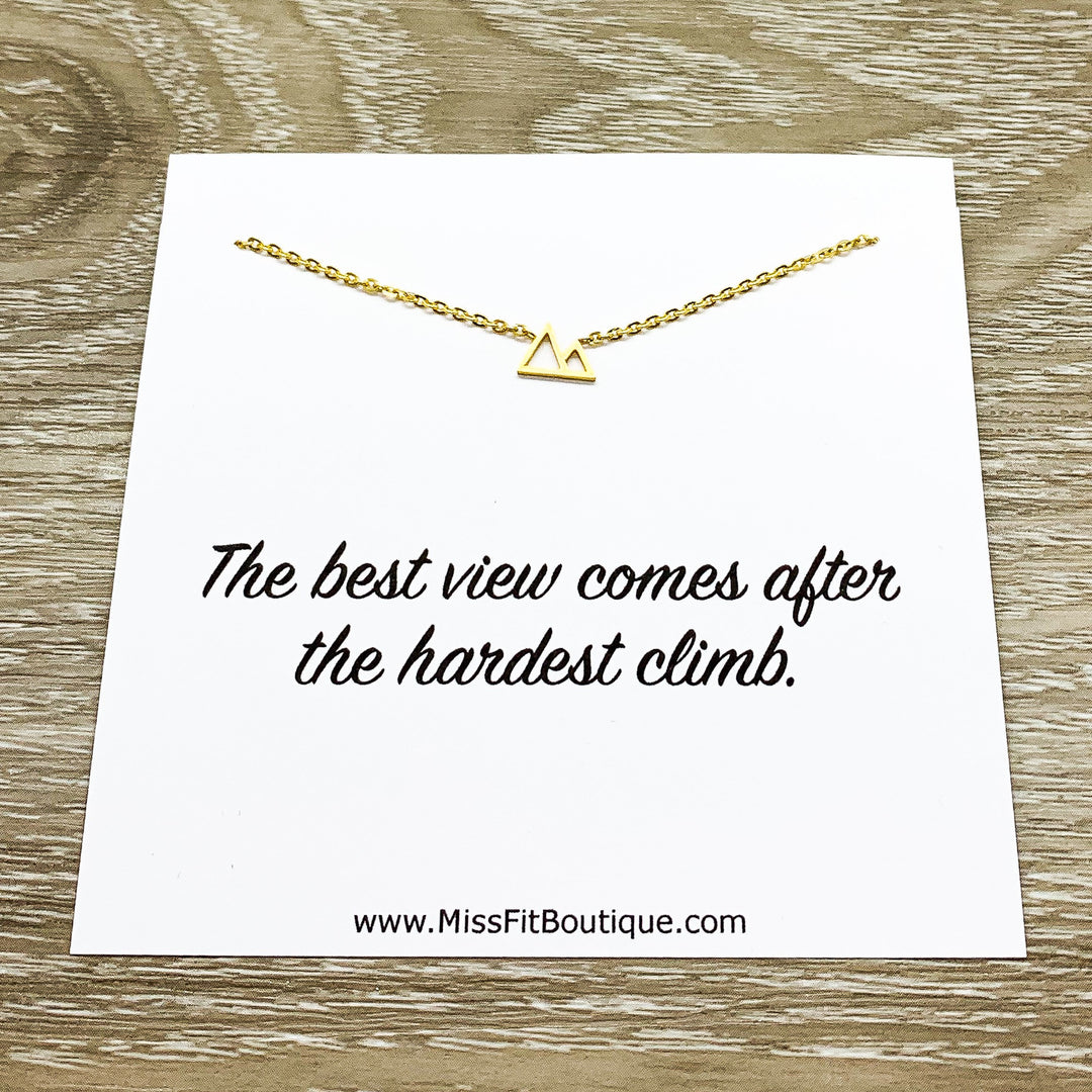 Tiny Mountain Necklace with Personalized Card, Inspirational Gift, Thoughtful Gift, Sentimental Jewelry, Travel Jewelry, Minimalist Necklace