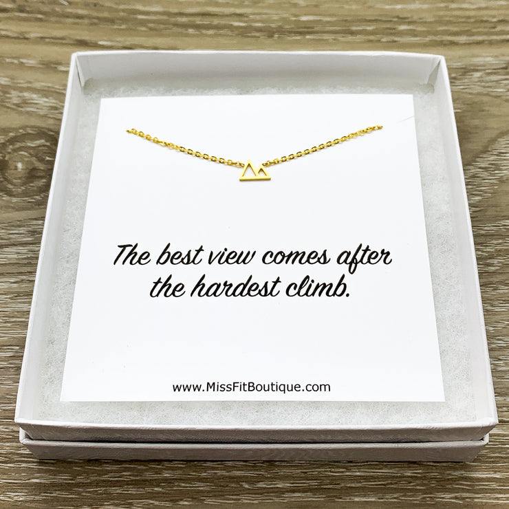 Tiny Mountain Necklace with Personalized Card, Inspirational Gift, Thoughtful Gift, Sentimental Jewelry, Travel Jewelry, Minimalist Necklace