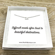 Dainty Mountain Peak Necklace with Quote Card, Tiny Mountain Climbing Jewelry, Gift for Traveler, Minimalist Jewelry, Wanderlust Gifts