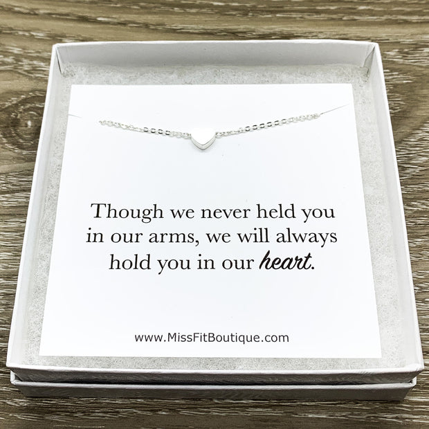 Miscarriage Gift, Tiny Rose Gold Heart Necklace, Stillborn Gift, Infant Loss  Jewelry, Silver Mourning Necklace, Grief Gifts