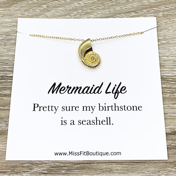 Seashell Necklace, Mermaid Gift, Little Mermaid Necklace, Minimal Seashell Necklace, Beach Life Gift, Friendship Necklace, Gift for Girls