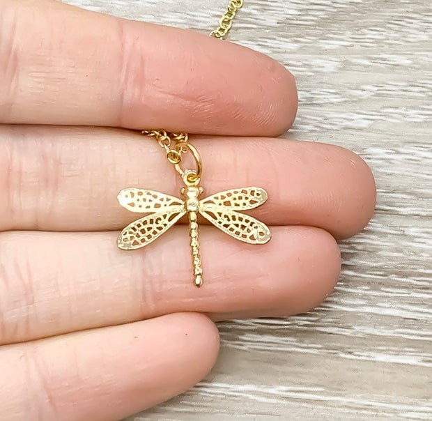 Dragonfly Necklace with Personalized Card, Make a Wish Necklace, Meaningful Jewelry, Strength Gift, Gift from Mom, Gift for Daughter