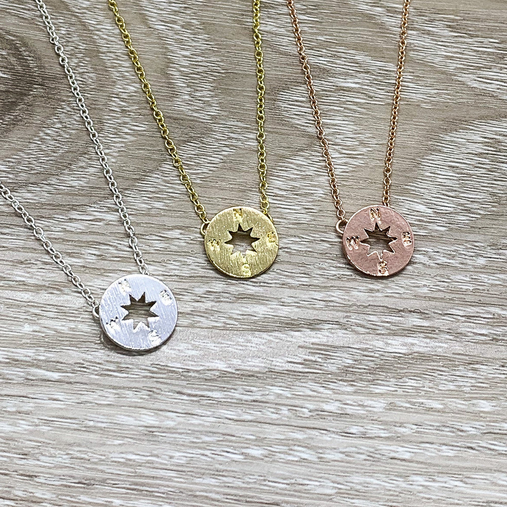 Compass Charm Necklace, Long Distance Friendship Card, Gift for Best Friend, Compass Jewelry, Bestie Gifts, Gift Exchange for Her