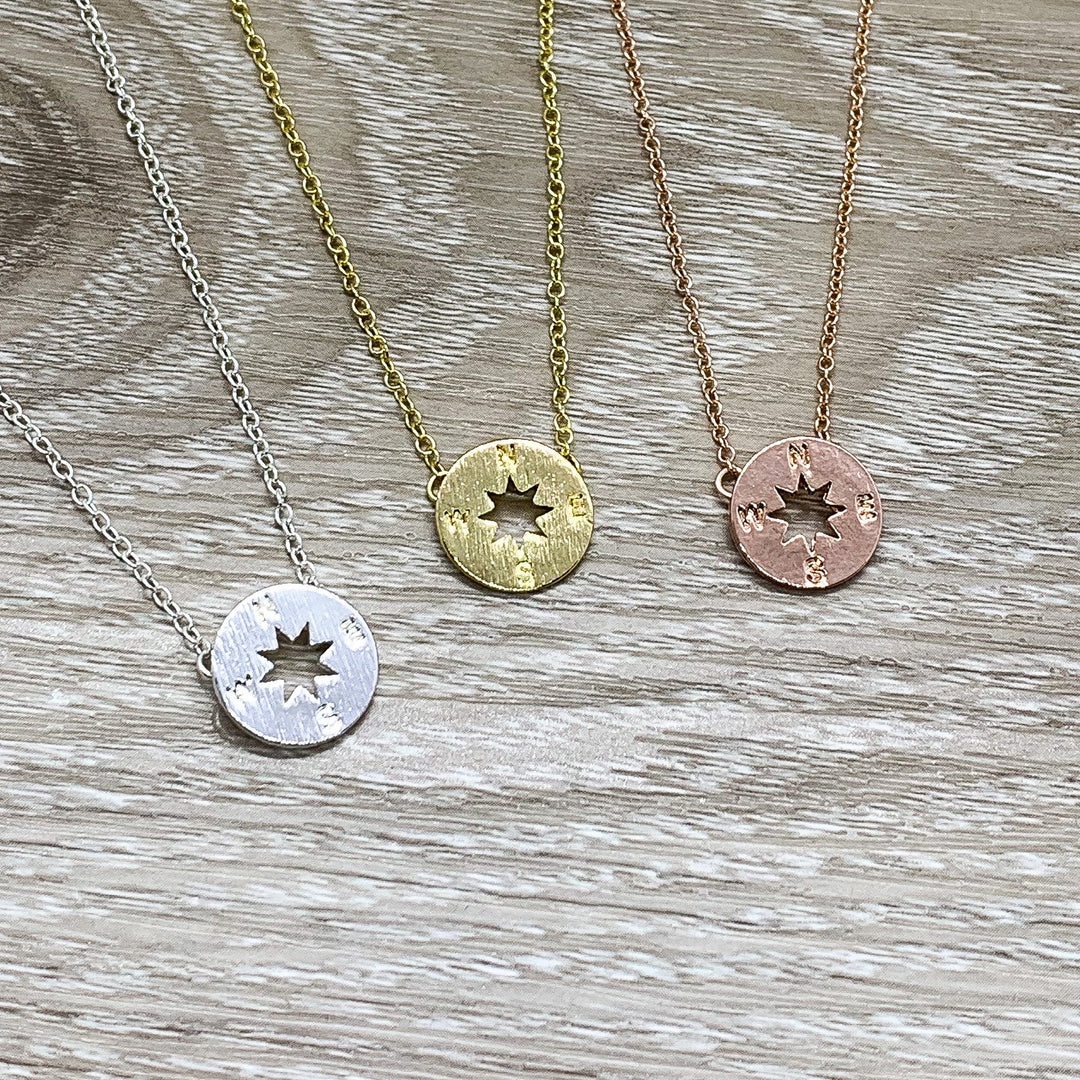 Nana Gift, Compass Charm Necklace, Long Distance Relationship Card, Gift for Grandma, Mimi Gift, Compass Jewelry, Birthday Gift