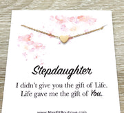 Stepdaughter Necklace, Dainty Rose Gold Heart Pendant, Gift from Step Mom, Meaningful Jewelry, Daughter Gift from StepMother, Blended Family