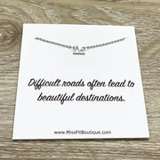 Dainty Mountain Peak Necklace with Quote Card, Tiny Mountain Climbing Jewelry, Gift for Traveler, Minimalist Jewelry, Wanderlust Gifts