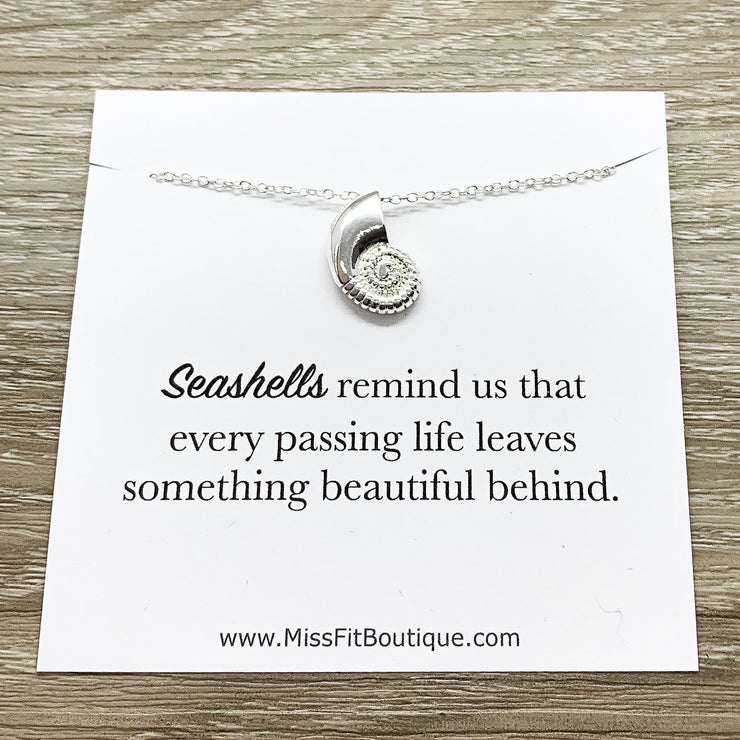 Seashell Necklace, Remembrance Gifts, Sympathy Loss Jewelry, Loss of Mother, Loss of Child, Miscarriage, Rest in Peace, Loss of Pet Gifts