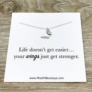 Butterfly Necklace with Inspirational Card, Dainty Jewelry, Wings Just Got Stronger, Strength Gift, Tiny Butterfly, Friendship Necklace