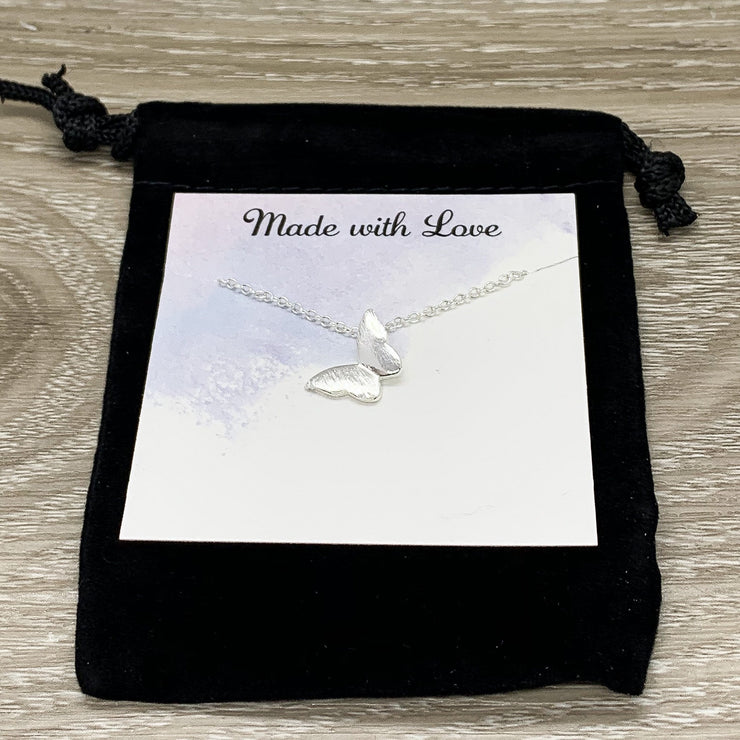 Butterfly Necklace with Inspirational Card, Dainty Jewelry, Make a Wish Necklace, Strength Gift, Tiny Butterfly, Friendship Necklace