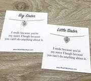Sisters Necklace with Card, Tiny Sister Heart Necklace, Lil Sis, Big Sis Gift, Sister Birthday Gift, Little Sister Necklace, Sister Jewelry
