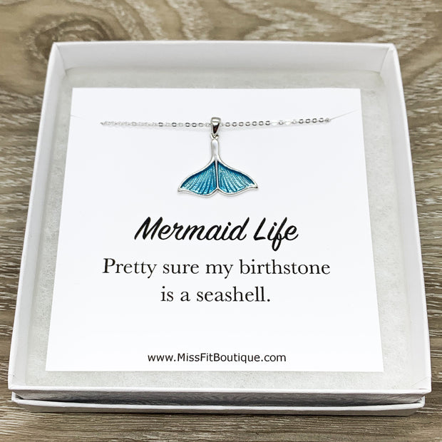 Blue Tail Necklace, Mermaid Gift, Mermaid Necklace, Sterling Silver Jewelry, Mermaid Life, Friendship Necklace, Free Spirit Gift, Holiday
