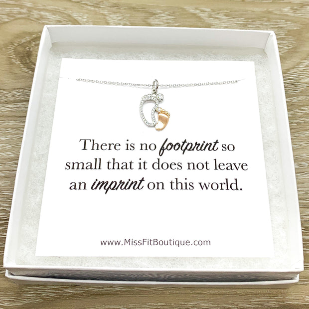 Footprint Miscarriage Necklace, Baby Loss Jewelry, Sympathy Gift, Stillborn Foot Print Necklace, Remembrance Gift, Mourning Motherhood