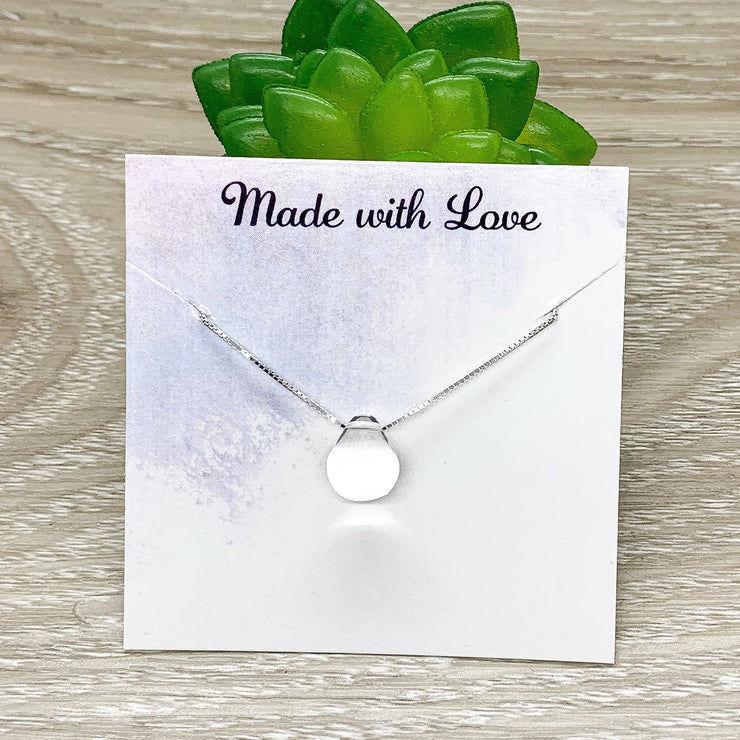 Strength Necklace, Clear Sterling Silver Teardrop Necklace, Stay Strong, Inspirational Card, Uplifting Jewelry, Thinking of You Gift