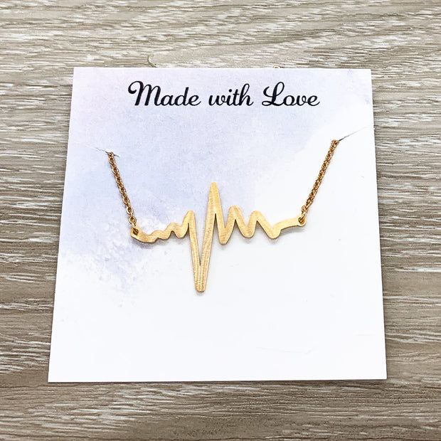 Congratulations Card, New Baby Gift, Heartbeat Necklace, New Mother Gift, Meaningful Necklace with Card, Birth Necklace, Pregnancy Gift