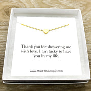 Dainty Heart Necklace, Thank You Baby Shower Card, Friend Gift, Gift from Hostess, Baby Shower Gift, Appreciation Gift, Bridal Shower Host