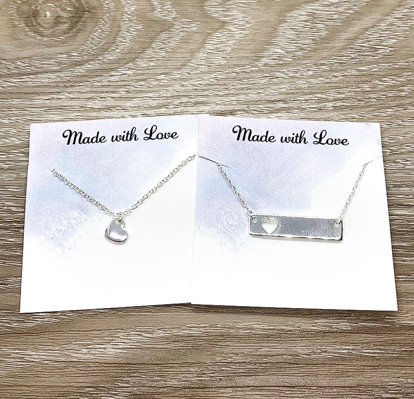 Hearts Necklace Set for 2, Dainty Necklaces, Mother Daughter Necklace Set, Friends Friends Gift, Minimal Heart Jewelry, Gift for Daughter