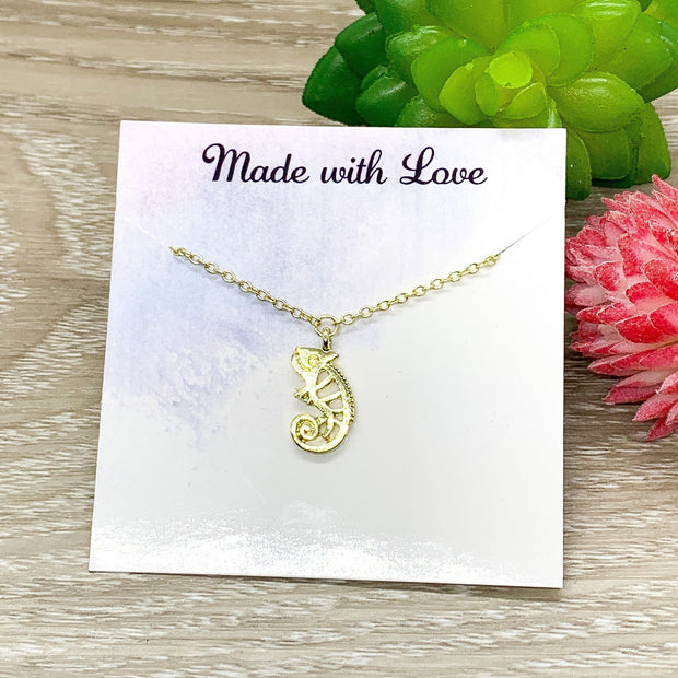 Tiny Chameleon Necklace, Meaningful Dainty Jewelry, Animal Lover Gift, Birthday Gift, Friendship Necklace, Uplifting Jewelry, Gift for Girls