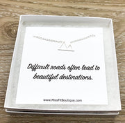 Mountain Peak Necklace with Personalized Card, Inspirational Gift, Thoughtful Gift, Sentimental Jewelry, Travel Jewelry, Minimalist Necklace