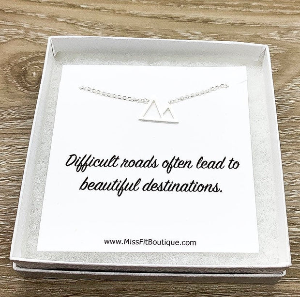 Mountain Peak Necklace with Personalized Card, Inspirational Gift, Thoughtful Gift, Sentimental Jewelry, Travel Jewelry, Minimalist Necklace