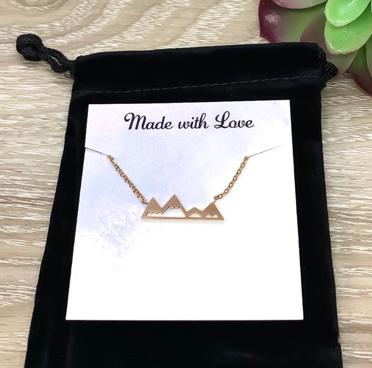 Mountain Necklace, Gift for Daughter, Minimalist Pendant, Canadian Winter Jewelry, Inspirational Gifts, Wanderlust Jewelry, Snowboarder Gift