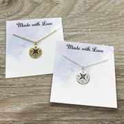 Silver Compass Necklace, Travel Jewelry, Long Distance Friendship, Compass Pendant, Friendship Necklace, Birthday Gift, Gift for Bestie