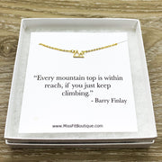 Tiny Gold Mountain Necklace with Quote Card, Outdoorsy Jewelry, Dainty Jewelry, Travel Gift, Inspirational Gift, Thinking of You Gift