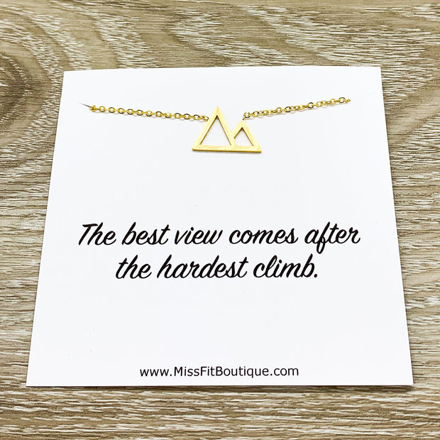 Mountain Peak Necklace with Personalized Card, Inspirational Gift, Thoughtful Gift, Sentimental Jewelry, Travel Jewelry, Minimalist Necklace