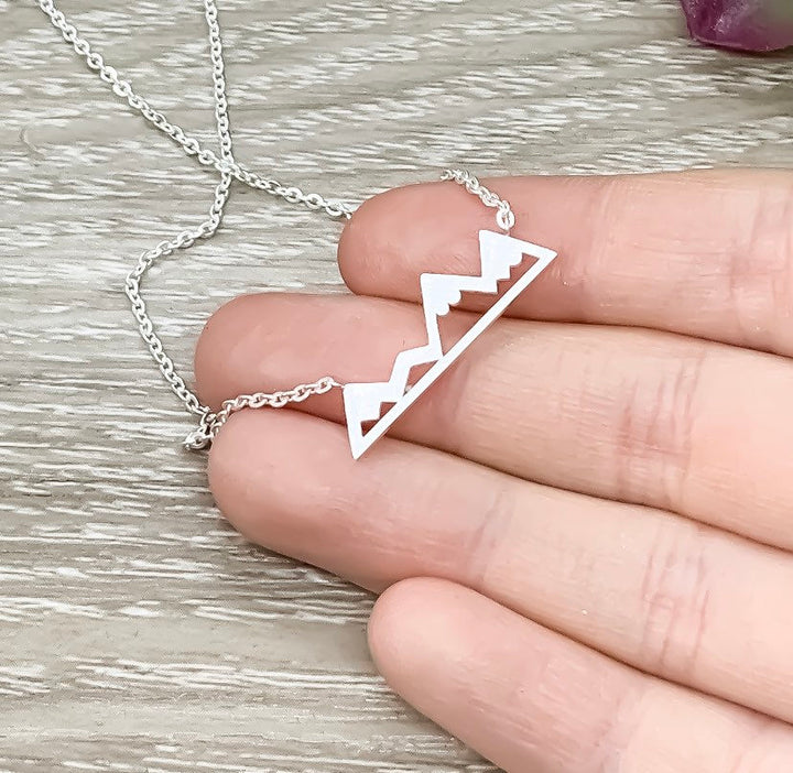 Mountain Necklace, Gift for Daughter, Minimalist Pendant, Canadian Winter Jewelry, Inspirational Gifts, Wanderlust Jewelry, Snowboarder Gift