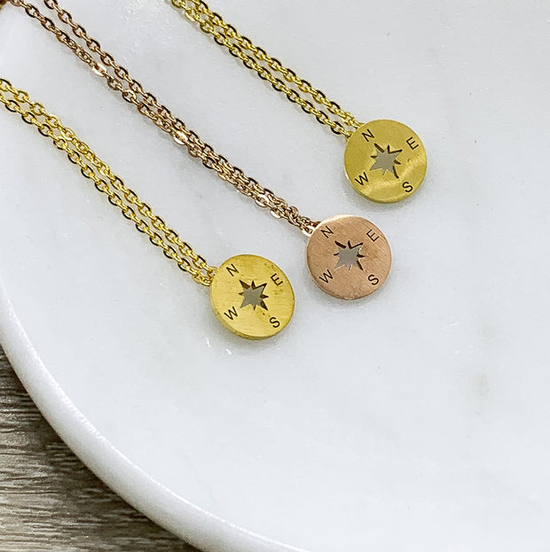 No Matter Where, Compass Necklace Set for 3  Gift from Best Friend, Matching Friendship Necklaces, Going Away Gift, Long Distance Friends