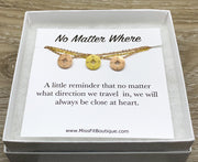 No Matter Where, Compass Necklace Set for 3  Gift from Best Friend, Matching Friendship Necklaces, Going Away Gift, Long Distance Friends