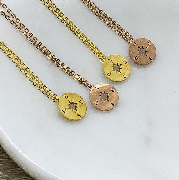 No Matter Where, Compass Necklace Set for 4  Gift from Best Friend, Matching Friendship Necklaces, Going Away Gift, Long Distance Friends