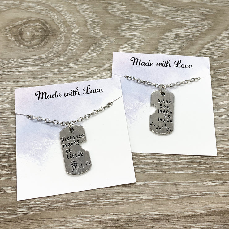 Distance Means So Little Quote, Long Distance Friends Gift Set for 2, Matching Friendship Gifts, Gift for Best Friend, Birthday