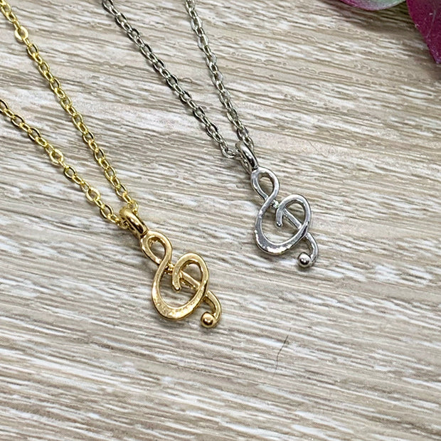 Tiny Treble Clef Necklace, Music Note Pendant, Musical Jewelry, Dancer Necklace, Music School Gift for Daughter, Musician Necklace