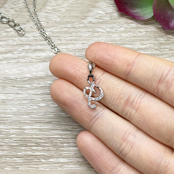 Tiny Treble Clef Necklace, Music Note Pendant, Musical Jewelry, Dancer Necklace, Music School Gift for Daughter, Musician Necklace